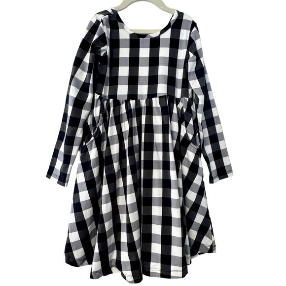 Hanna Andersson Other - HANNA ANDERSSON Buffalo Plaid Skater Dress Girls 8 130cm Black White Checks Girl